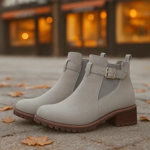 Bottines Femme Daim Inserts Élastiques Antidérapantes