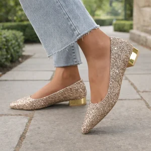 Ballerines pour femmes | Paillettes | Chaussures de soirée à talon bas