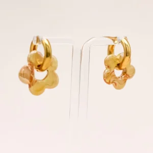 YELLOW CERAMIC FLOWER Hoops